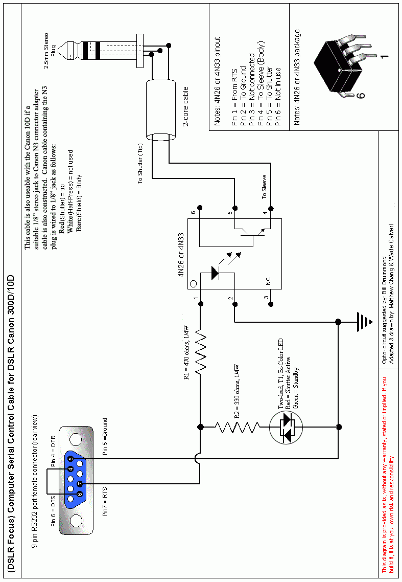 Serial port based opto-isolated DSLR control circuit